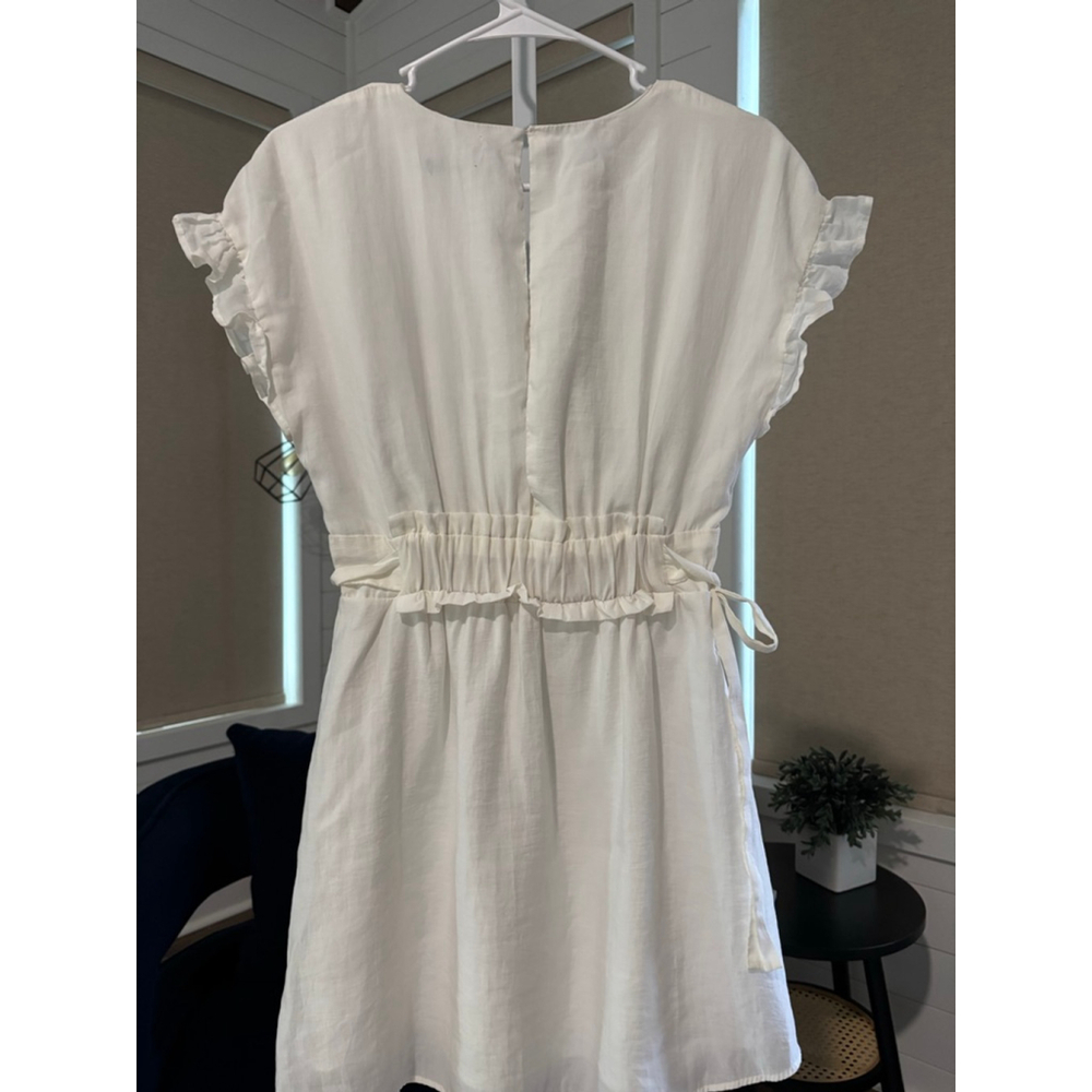 Zara White Mini Dress with Adjustable Waist, Women’s Size Small - Picture 7 of 9